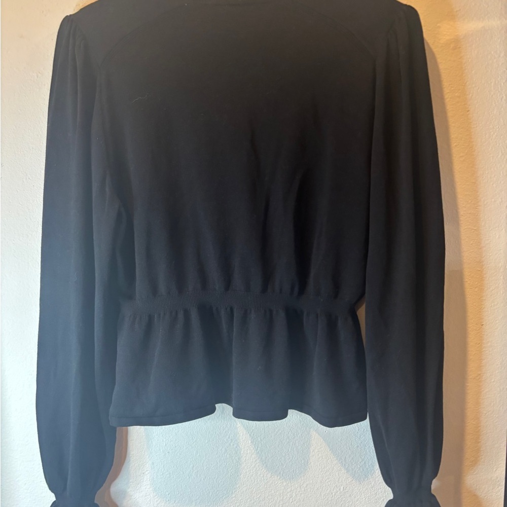 ba&sh Black Ruffled V-Neck Blouse - Picture 7 of 9